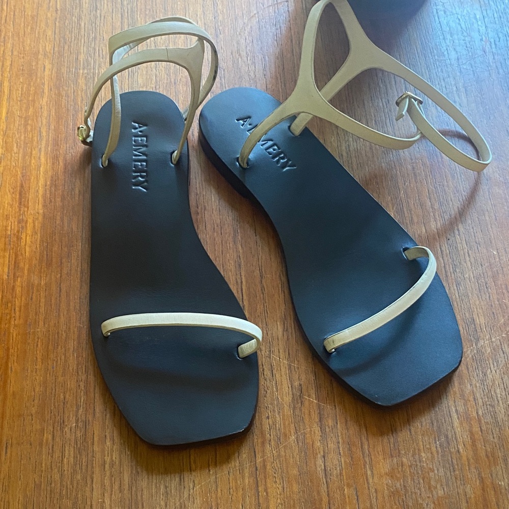A. EMERY Black and Cream Sandals